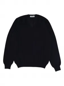 Хлопковый свитер с V-образным вырезом Gran Sasso, черный