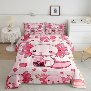 Erosebridal Комплект постельного белья Kawaii Axolotl с морскими животными, розовый, Pink