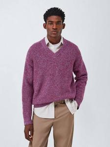 Вязаный свитер с v-образным вырезом из смеси мериносовой шерсти и кашемира John Lewis, Berry Twist