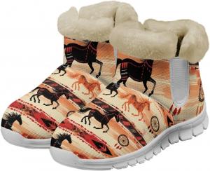 Зимние женские ботинки с противоскользящей подошвой, утепленные, с меховой подкладкой, легкие, с амортизирующей стелькой, для улицы и дома, снегоступы Glomenade, Aztec Western Horse