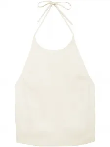 Шелковый топ Leslie с вырезом халтер Anine Bing, бежевый