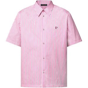 Рубашка короткая с коротким рукавом Lv Monogram Striped LOUIS VUITTON, фуксия