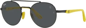 Солнцезащитные очки Ray-Ban унисекс для взрослых RB3696M Scuderia Ferrari Collection Round, Black/Dark Grey