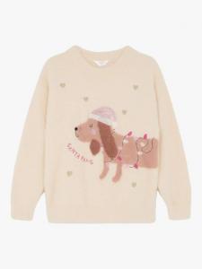 Детский вязаный свитер с таксой новогодний ivory Angels by Accessorize