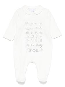 Emporio Armani Kids пижама с вышивкой, белый
