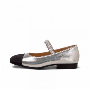 Туфли Мэри Джейн на плоской подошве женские SHOEMAKER QUEEN, Silver