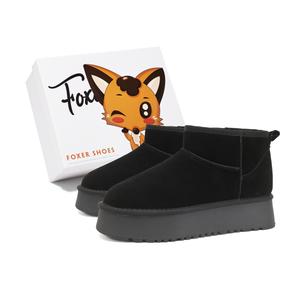 FOXER Женские короткие противоскользящие износостойкие зимние сапоги черные, цвет Black