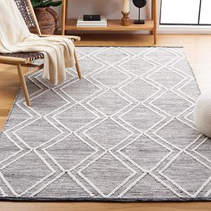 Ковер SAFAVIEH, 183 x 275 см, Kilim Collection, Black & Ivory, ручной работы, деревенский бохо с ромбовидным узором, идеален для помещений с высокой проходимостью в гостиной, спальне (KLM449Z)