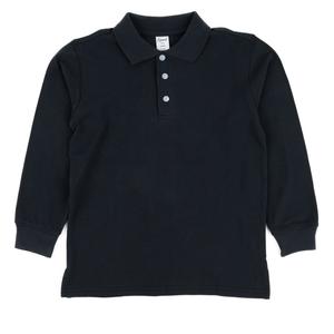 Хлопковая поло с длинным рукавом нейтрального однотонного цвета Leveret, темно-синий