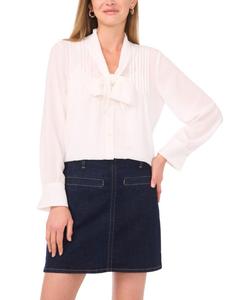 Женская блузка с длинными рукавами, завязками спереди и складками Vince Camuto, New Ivory