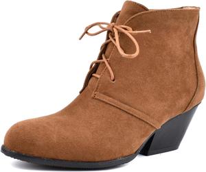 Ботильоны на шнуровке, женские короткие ботинки на толстом каблуке, искусственные осенние ботинки FAZAIQILUO, Yellow