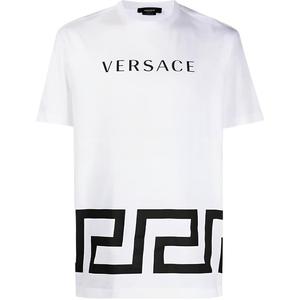VERSACE Футболка мужская белая с круглым вырезом умеренного прямого кроя
