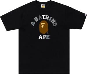 Футболка BAPE Colors College Tee 'Black/Black', черный
