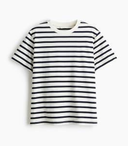 Футболка H&M Cotton, белый/темно-синий