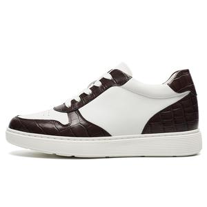 Мужские скейтерские кроссовки Low Top White Coffee He Jinchang, White Coffee [Скрытая платформа 6 см]