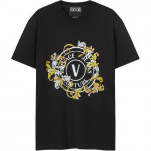 Футболка с принтом логотипа Jeans Couture VERSACE, черный
