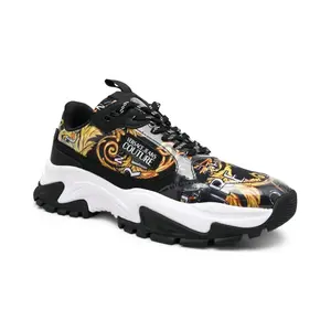 Кроссовки с добавлением кожи Versace, черный