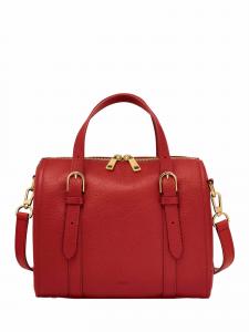 Женская кожаная сумка-саквояж Fossil, красная, ZB1772611