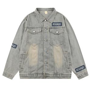 Джинсовая куртка Unisex Lapel Moderate Print HUANQIU, washed желтый mud