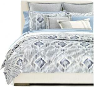 Ralph Lauren Комплект постельного белья 3 предмета, размер Queen (американский стандарт): пододеяльник и наволочки, принт Austen Diamond, сине-серый