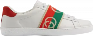 Кроссовки Gucci Ace Elastic Web Interlocking G - White Red Green, зеленый