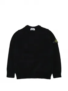 Джемпер с круглым вырезом и компасом Stone Island Junior, черный