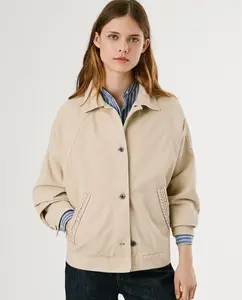 Женская куртка из саржи с плетеными деталями Pepe Jeans, бежевый