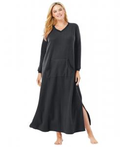 Женский длинный домашний халат из искусственного меха больших размеров Dreams & Co, Black