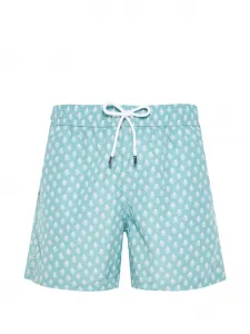 Плавательные шорты с принтом и шнурком Fedeli, синий