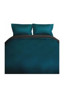 Однотонная двусторонняя постельное бельё 100% хлопок сатин молния Cofi, petrol/anthrazit 200 x 220 см