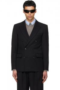 Двубортный шерстяной пиджак приталенного кроя Tonywack, черный