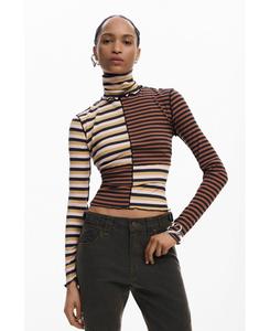 Женская футболка с длинным рукавом и высоким воротником Desigual, Brown