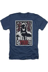 Футболка / футболка для взрослых «Бэтмен, я найду тебя» для Heather Gildan, темно-синий