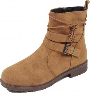 Женские модные кожаные ботильоны DirraBra с пряжкой, низким каблуком, в стиле милитари, круглым носком, шнуровкой, боковой молнией, удобные для ходьбы, Brown