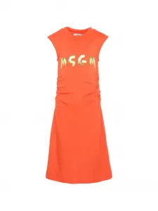Платье с драпировкой MSGM Kids, красный