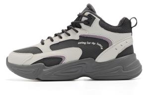 Теплые, амортизирующие, увеличивающие рост, износостойкие, дышащие, нескользящие, высокие повседневные туфли, женские, серые QIAODAN, Lightning Gray/Crescent