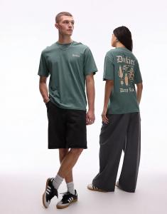 Футболка Dickies с принтом на спине в стиле «глубокое прошлое» темно-зеленого цвета — эксклюзивно для ASOS