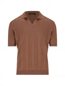 Футболка в рубчик с V-образным вырезом TAGLIATORE, коричневый