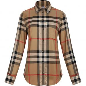 Рубашка из хлопка в клетку Burberry, коричневый