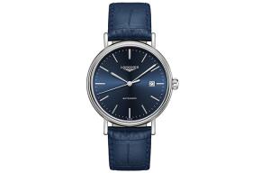 LONGINES Часы Automatic Mechanical Movement Men's Watch 40mm Blue Dial Stainless Steel Case Leather Strap, Blue Dial Blue Strap