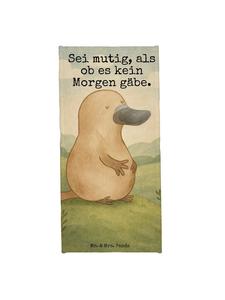 Mr. & Mrs. Panda Полотенце с изображением утконоса и надписью «Храбрость» в синем цвете OZeichenanblue