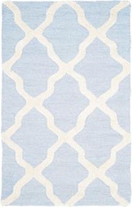 Ковер SAFAVIEH, 77 x 122 см, Cambridge Collection, Light Blue & Ivory, ручной работы, шерстяной, узор Trellis, для помещений с высокой проходимостью: прихожая, гостиная, спальня (CAM121A)