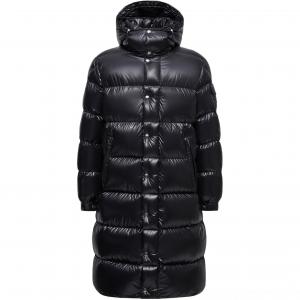 Moncler Квадратная стеганая удлиненная пуховая куртка с капюшоном, Black