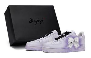 Кроссовки Nike Air Force 1 Skateboarding Shoes Women's Low-top White, сиреневый/фиолетовый/белый