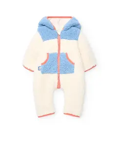 Детский комбинезон из овечьей шерсти с капюшоном Boboli, светло-бежевый