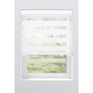 Мой дом Двойной рулон Greta с защитой от света, без сверления, свободновисящий с кассетой, крепление с зажимными держателями My Home, слоновая кость/белый