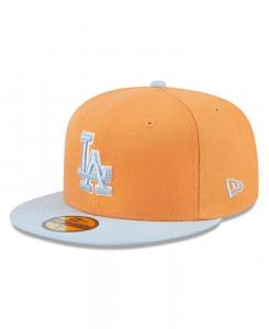 Мужская оранжевая/голубая бейсболка Los Angeles Dodgers Spring Color Basic двухцветная 59FIFTY Облегающая шляпа New Era, оранжевый