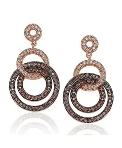 Серьги-Подвески Suzy Levian из стерлингового серебра с кубическим цирконием в форме петли и круга Suzy Levian New York, brown