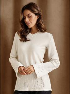 Свитер с длинными рукавами цвета экрю с серебряным узором WITT WEIDEN