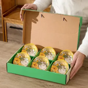 Ceramics Kawaii Duo набор из 2 мисок и 2 ложек, 12 см миска для риса большая емкость, керамическая посуда с подглазурной росписью, 11 см миска для риса с подарочной коробкой 6 предметов